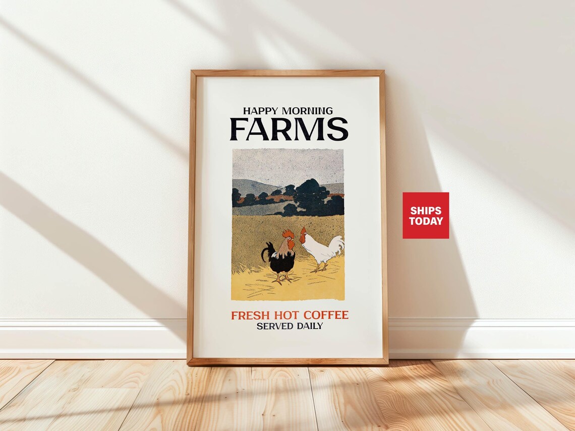Farm Coffee Print, Kitchen Coffee Bar Decor