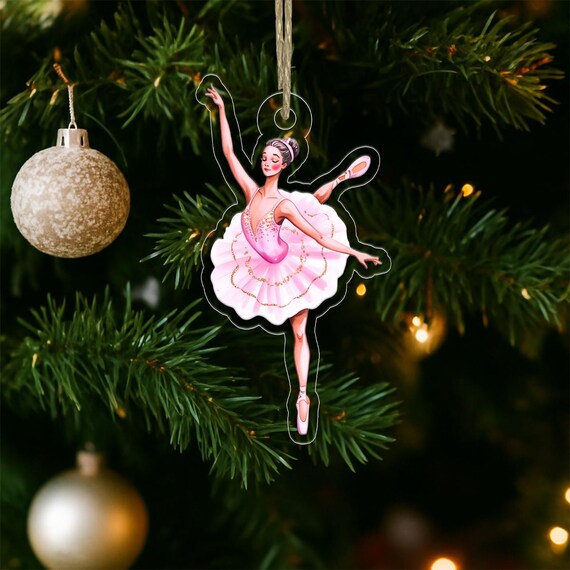Pink Ballerina Ornament One Leg Raised Christmas Photo Poster