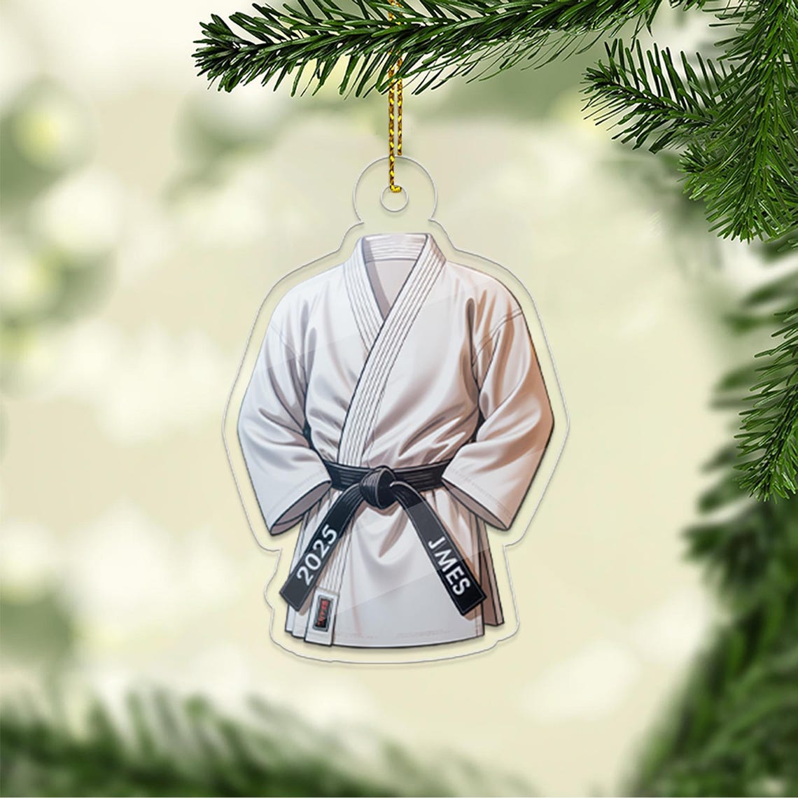 Personalized Karate Gi Black Belt Christmas Ornament 2025 Gift Print