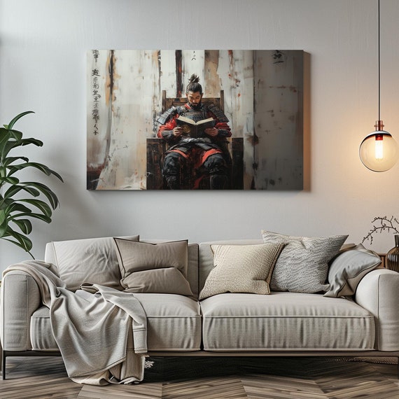Maximalist Eclectic Samurai Reading Victorian Print Bold Altered Book Library Portrait Fantasy Fun Colorful Renaissance Rustic Art
