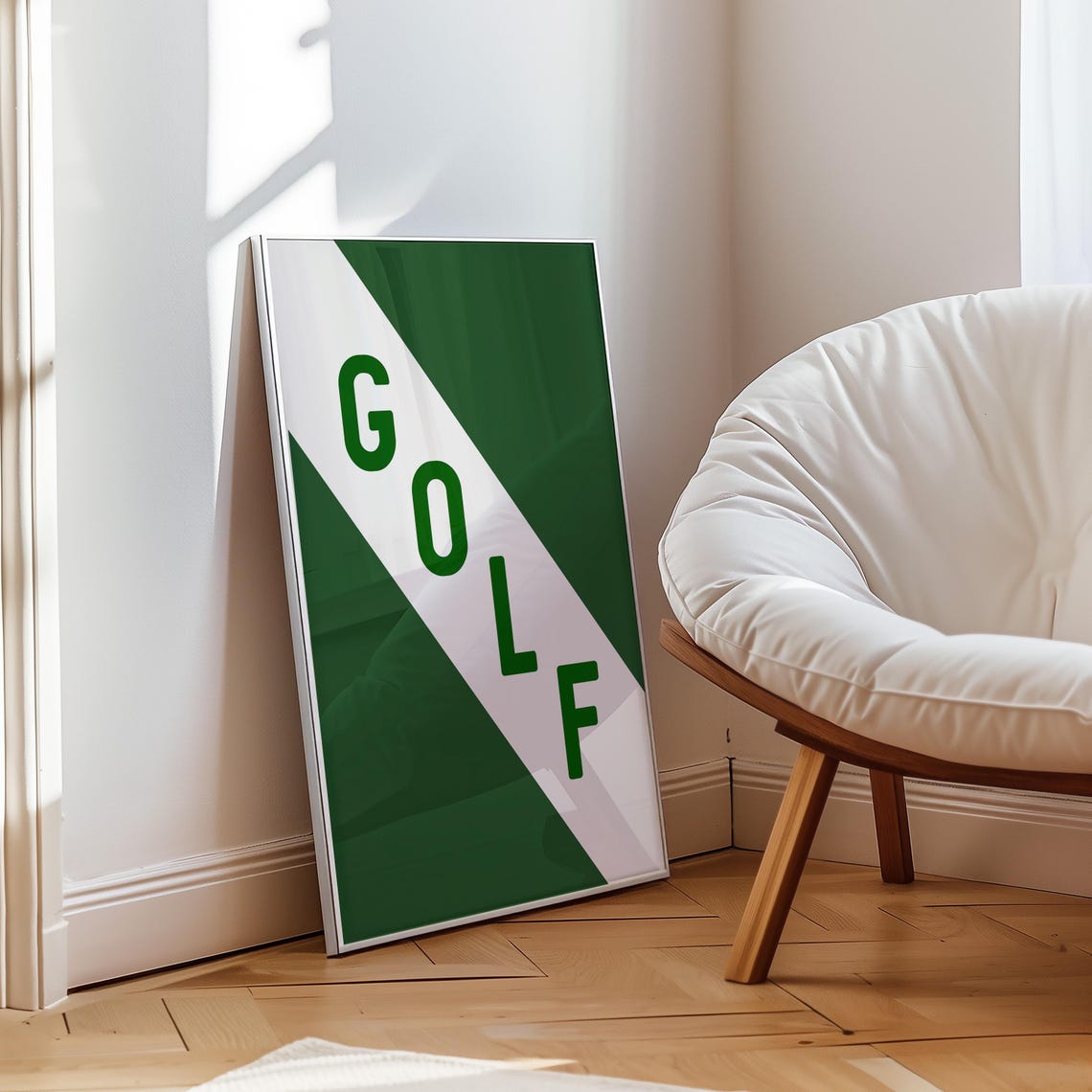 GOLF Diagonal Stripe Green White Modern Minimalist Sports Wall Poster - Image 2
