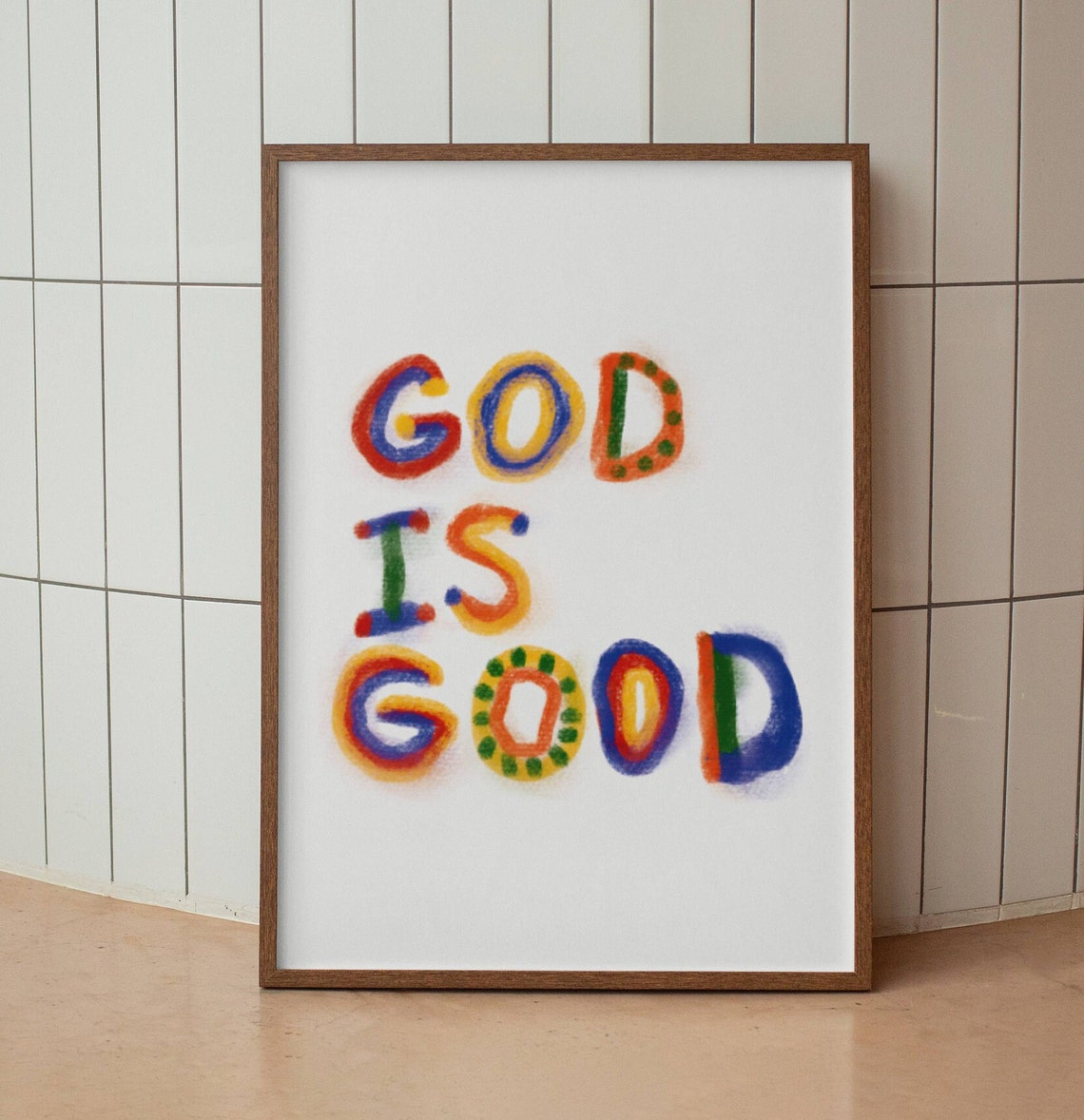God Is Good Rainbow Hand Lettered Kids Faith Room Decor Poster - Image 3