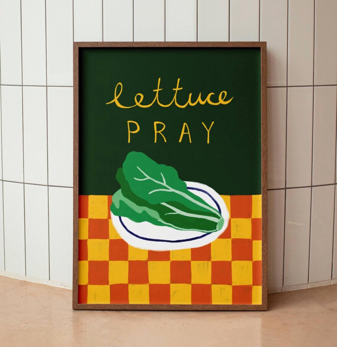 Lettuce Pray Christian Humor Retro Kitchen Art Print