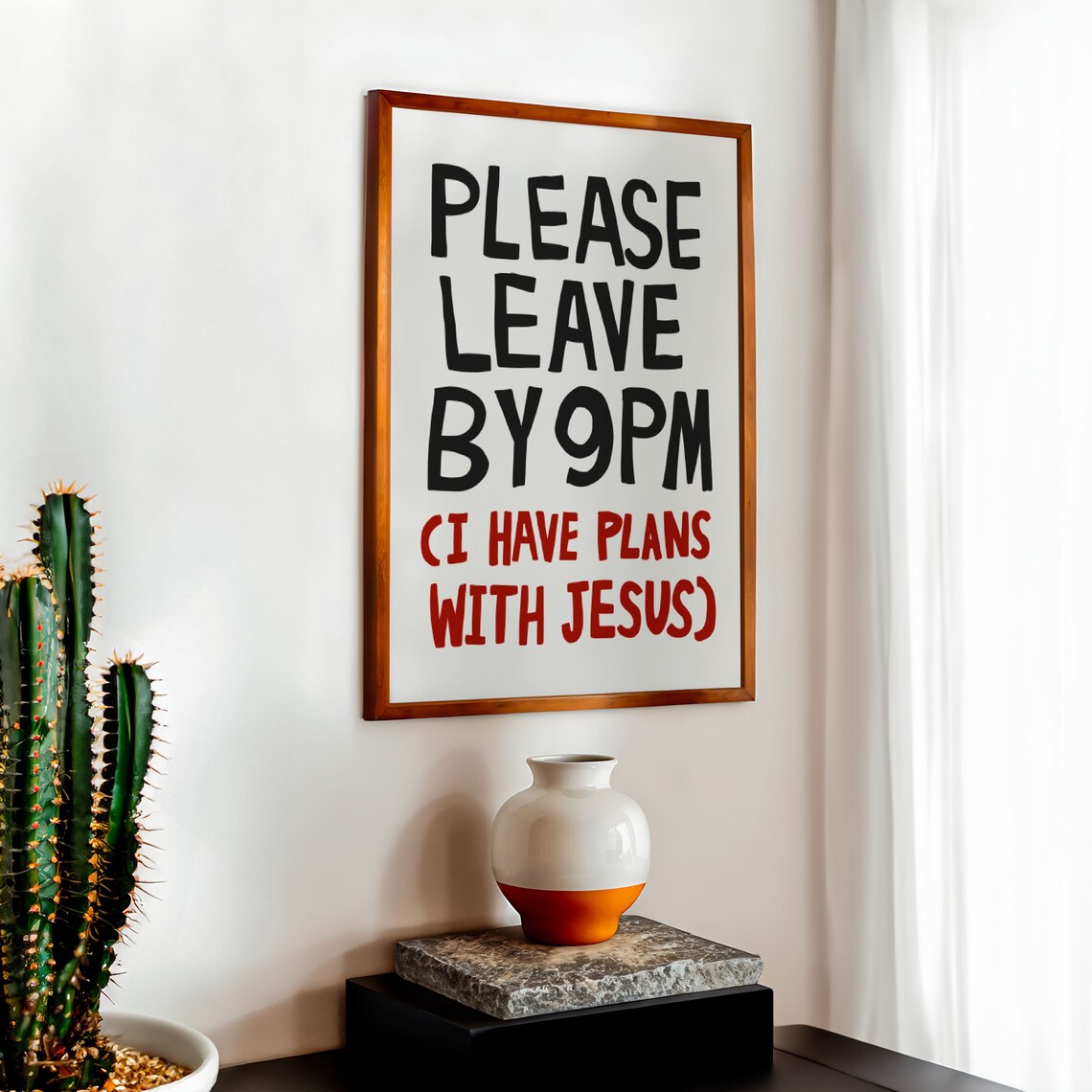 Please Leave By 9pm Retro Christian Humor Art Print - Image 3