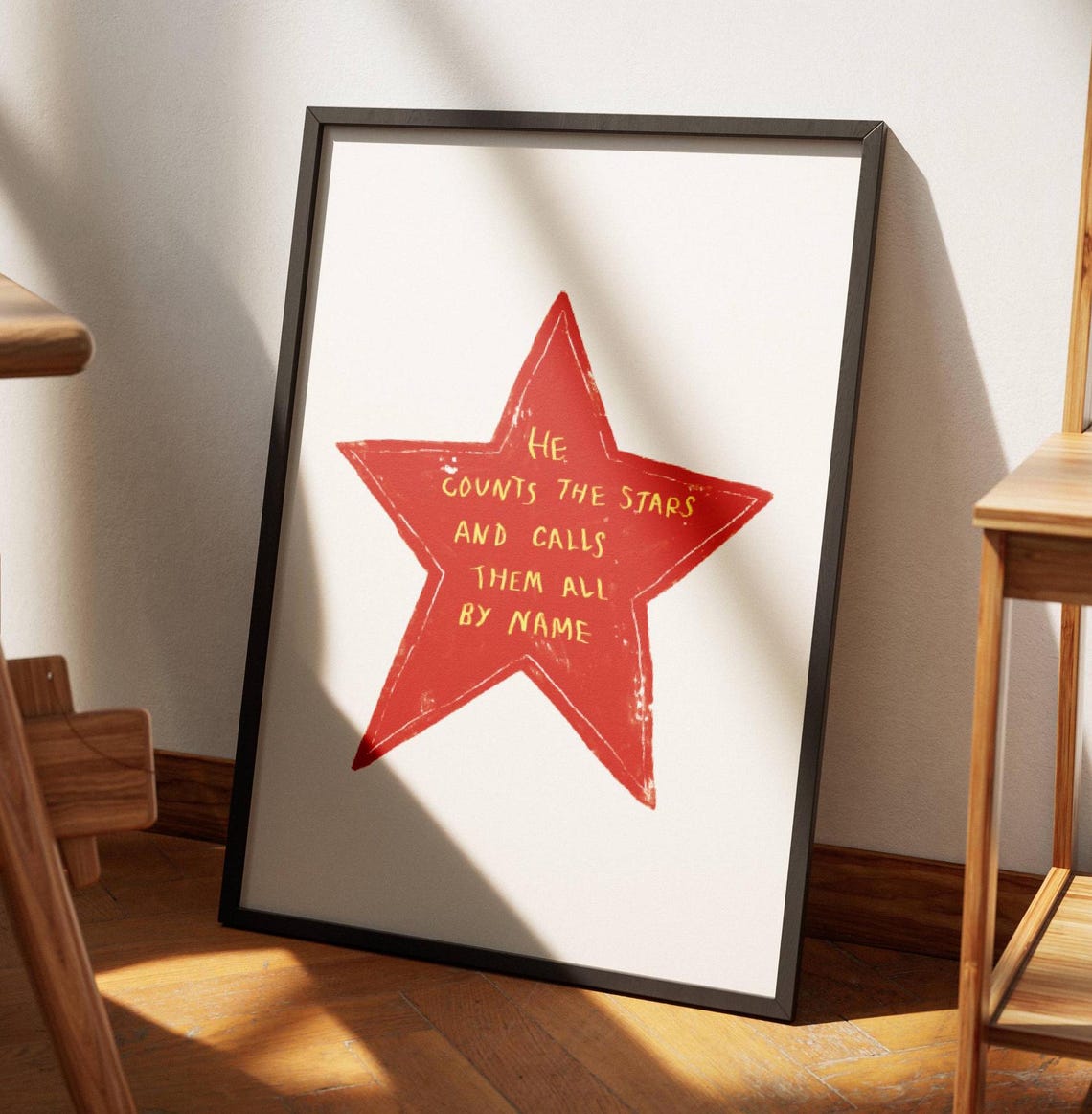 He Counts The Stars And Calls Them By Name Big Red Star Poster