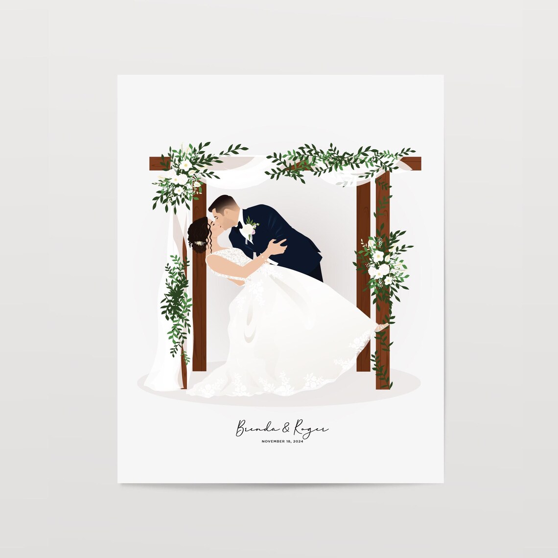Custom Wedding Portrait, 1st Anniversary Gift - Image 4