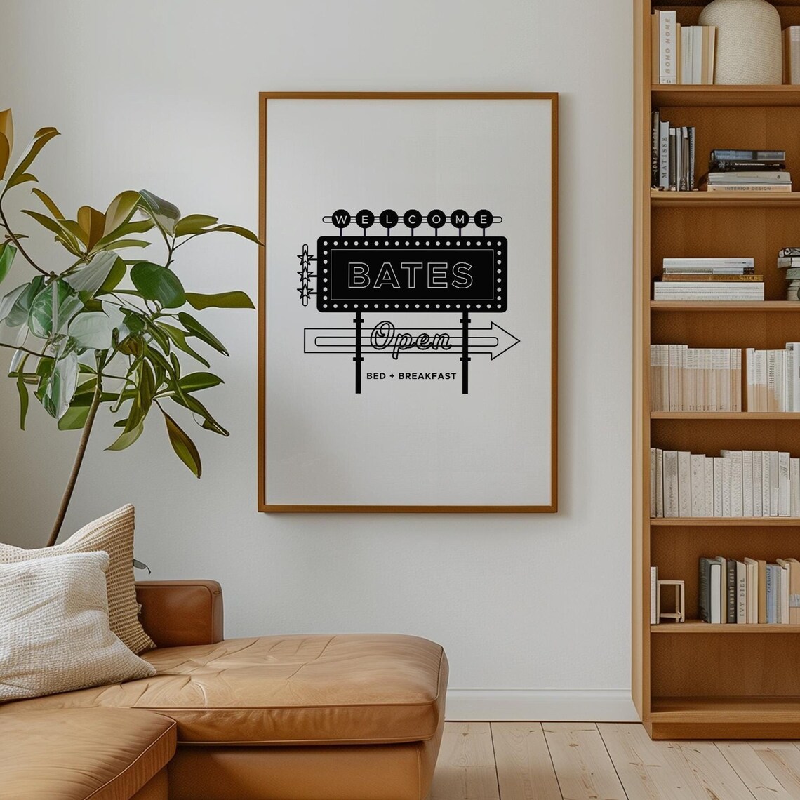 Bates Bed And Breakfast Retro Motel Sign Vintage Horror Parody Poster