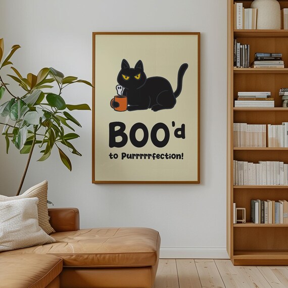 Cute Black Cat Halloween Bood To Purrrrrfection Funny Cat Quote Poster