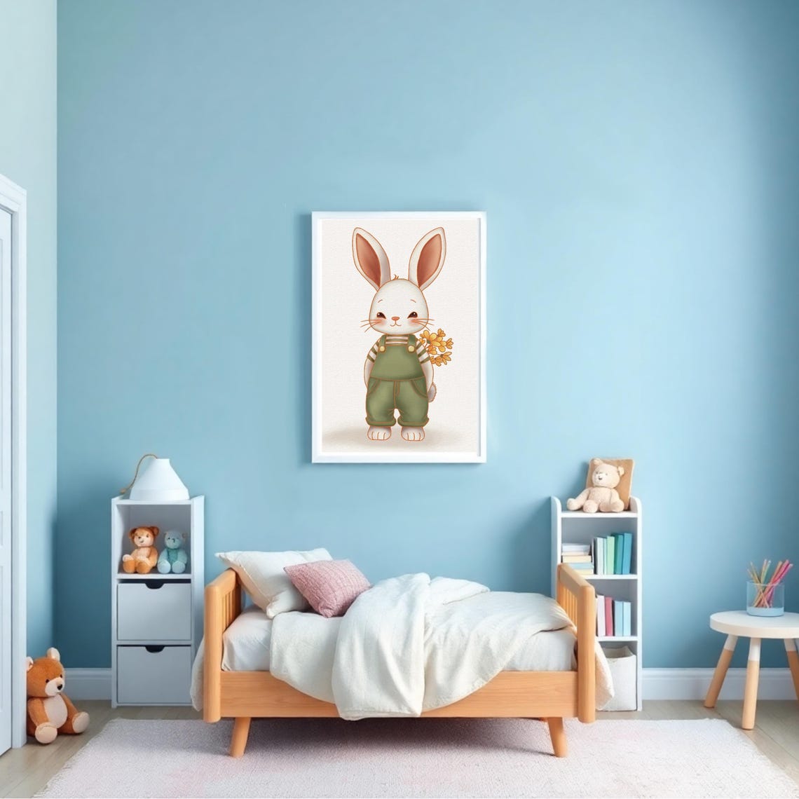 Cute Bunny Rabbit With Flowers - Image 2