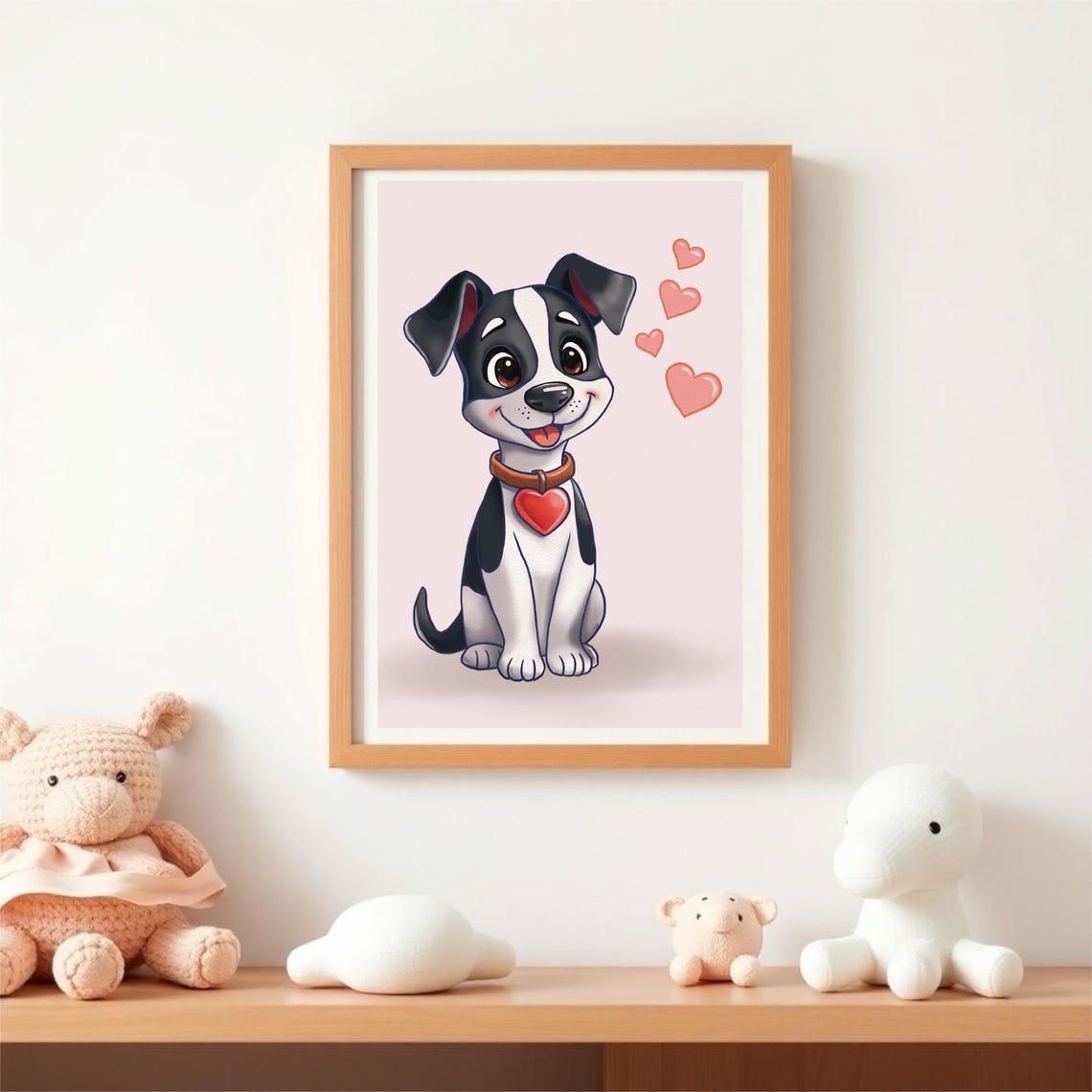 Cute Puppy In Love Wall Art Poster For Nursery And Child Room - Image 3