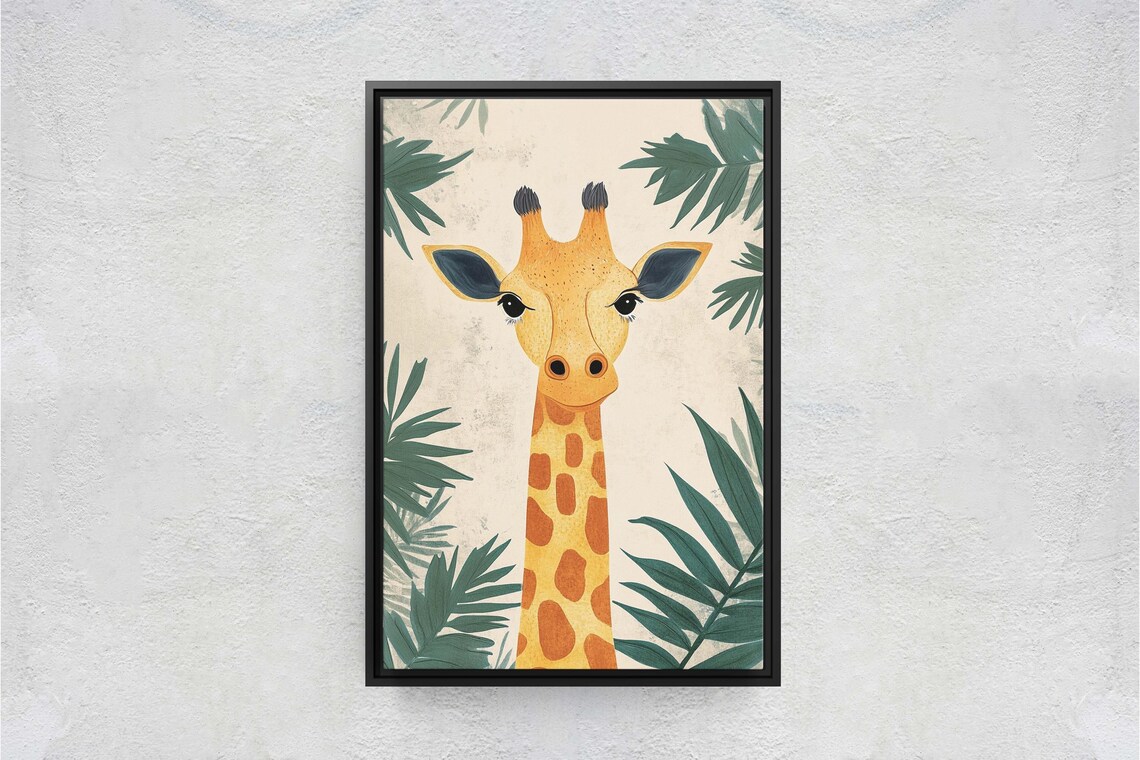 Cute Giraffe Portrait, Jungle Animal Art Print