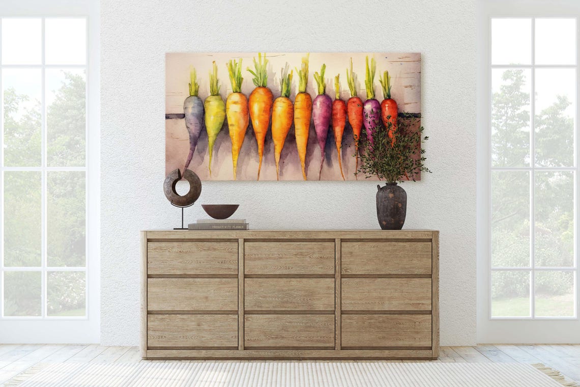 Rainbow Carrots Barn Print Food Art Kitchen Decor Dining Room Heirloom Carrots - Image 2