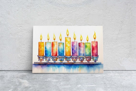 Hanukkah Menorah Watercolor Holiday Art Print