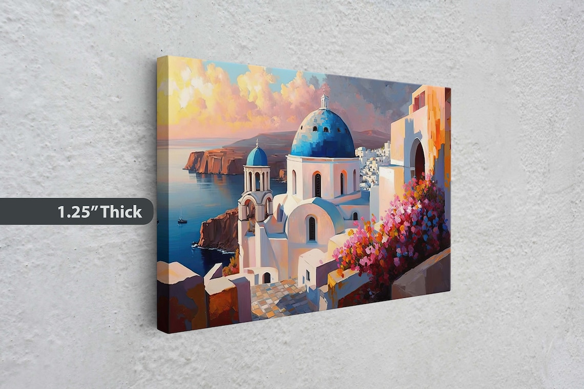 Santorini Thira Greece Travel Poster, Firostefani - Image 3