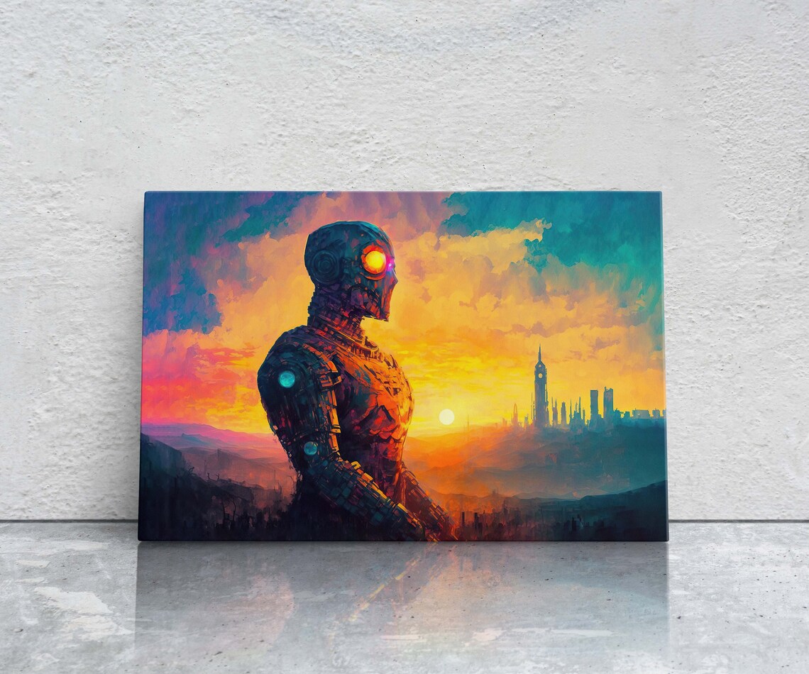 Retro Futuristic Robot Art, Sci-Fi Fantasy