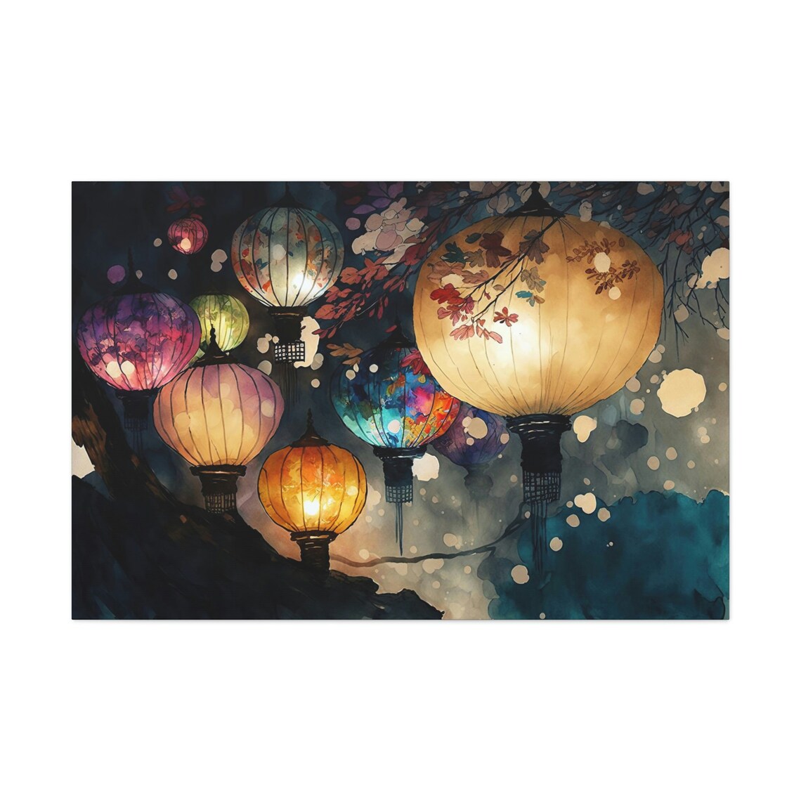 Paper Lantern Festival Watercolor Art Print, Chinese - Image 2