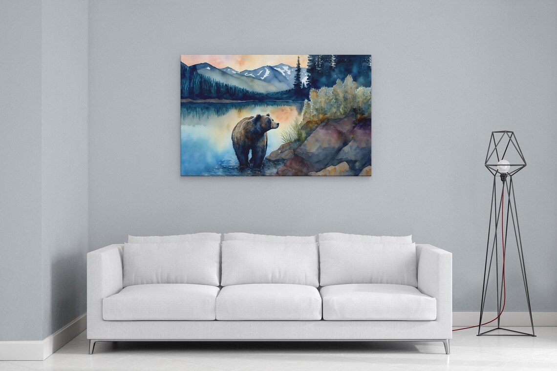 Bear In The Mountains Watercolor Art Print