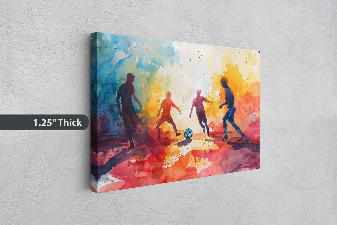 Watercolor Soccer Match Players Color Splash Dynamic Sports Art Print - Image 3