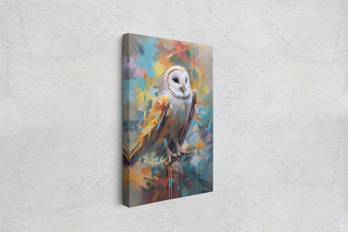 Colorful Abstract Barn Owl Portrait Vibrant Modern Bird Art Poster - Image 2
