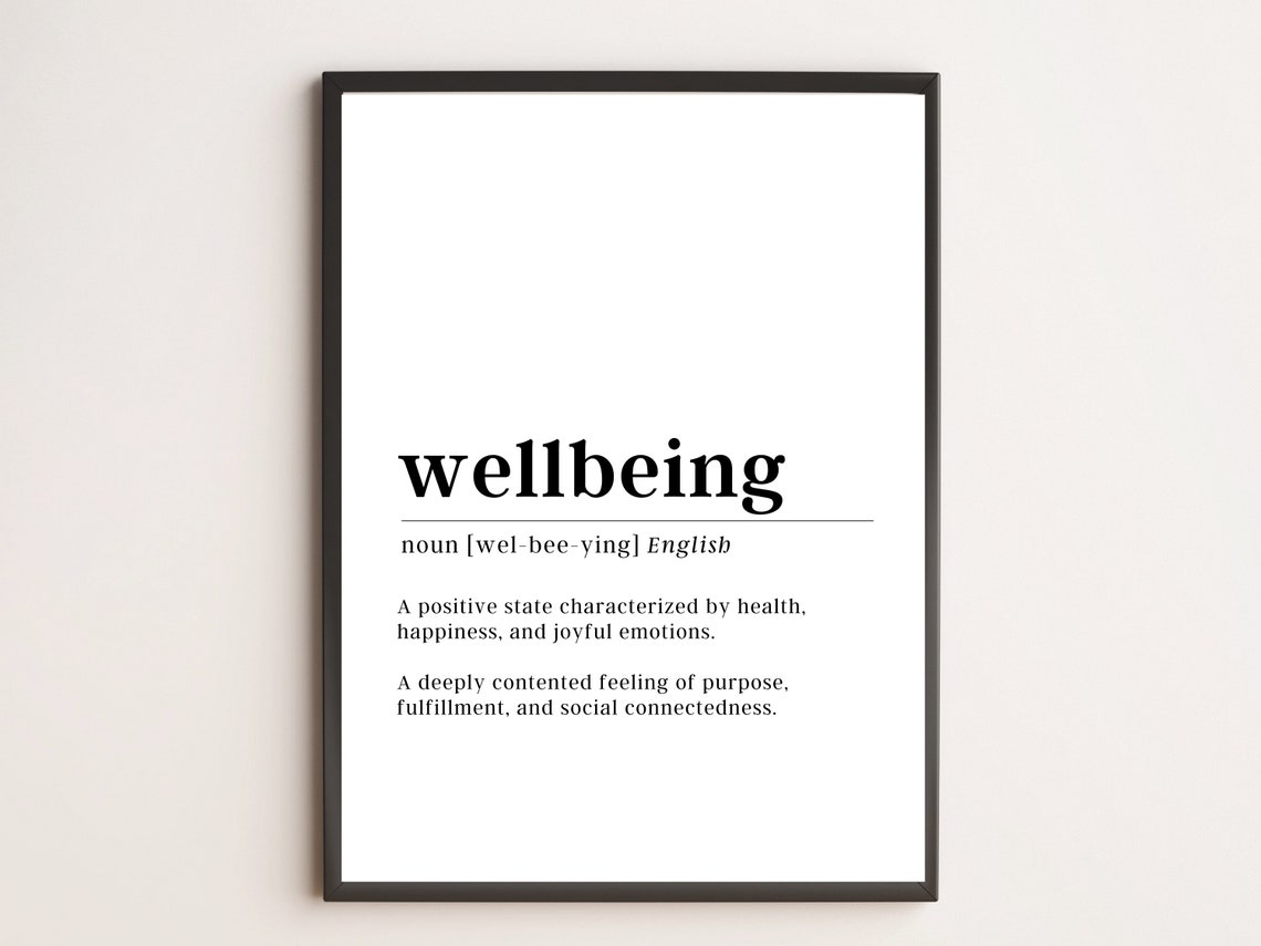 Wellbeing Definition Dictionary Style Wellness Wall Quote Poster