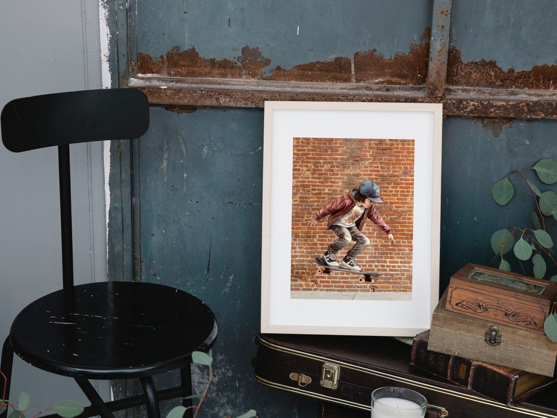 Skater Boy Art Print Skateboard Rider Teen Room Decor Street Style Art For Tween Boy Boys Room Wall Art Kids Wall Art - Image 3
