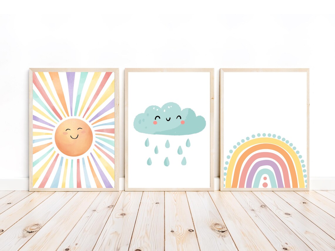 Happy Sun Watercolour Poster, Nursery Room Decor - Image 3