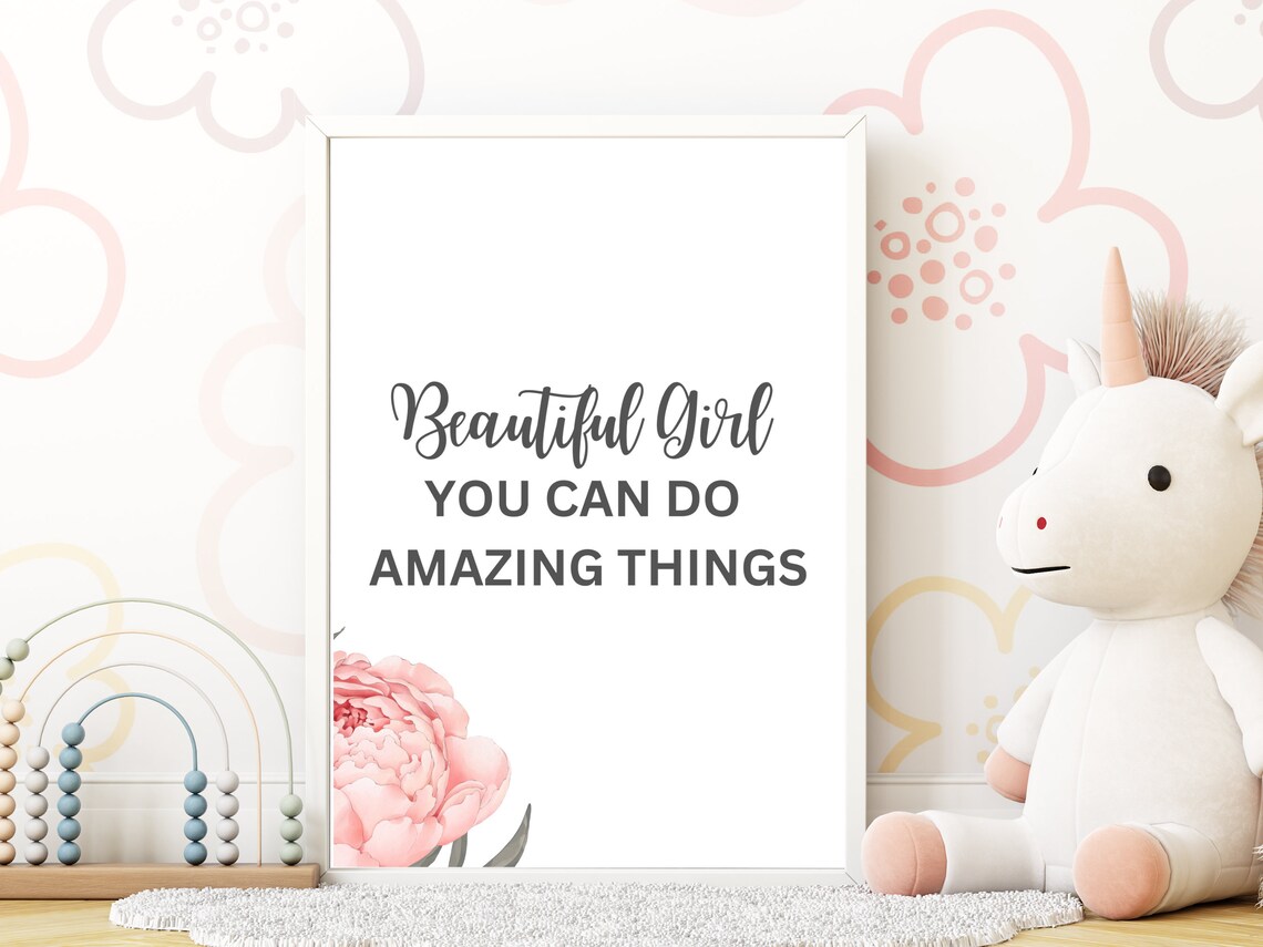 Beautiful Girl Wall Art Nursery Art For Daughter Baby Shower Gift Girls Room Wall Art Inspirational Saying