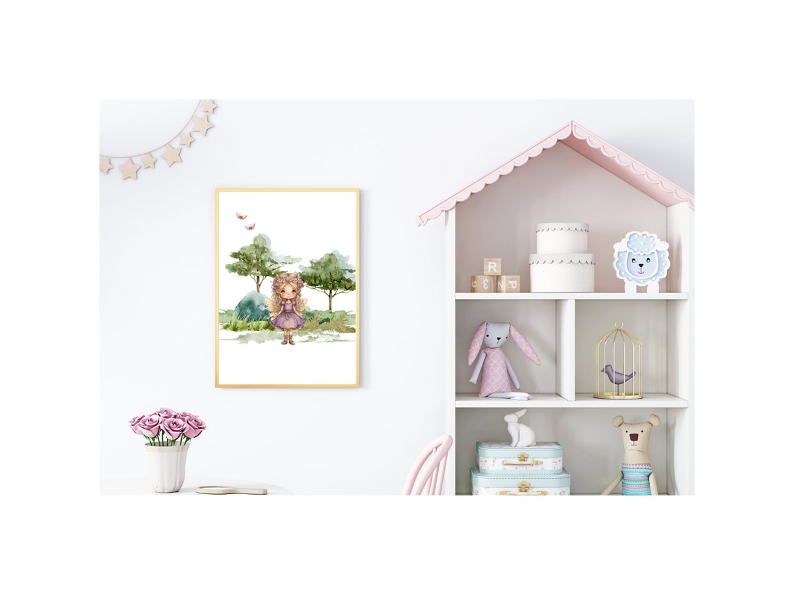 Forest Fairy Print Woodland Nursery Decor Fairy Wall Art Fairy Princess Print Girls Bedroom Fairy Art Wall Art For Kids Room - Image 3