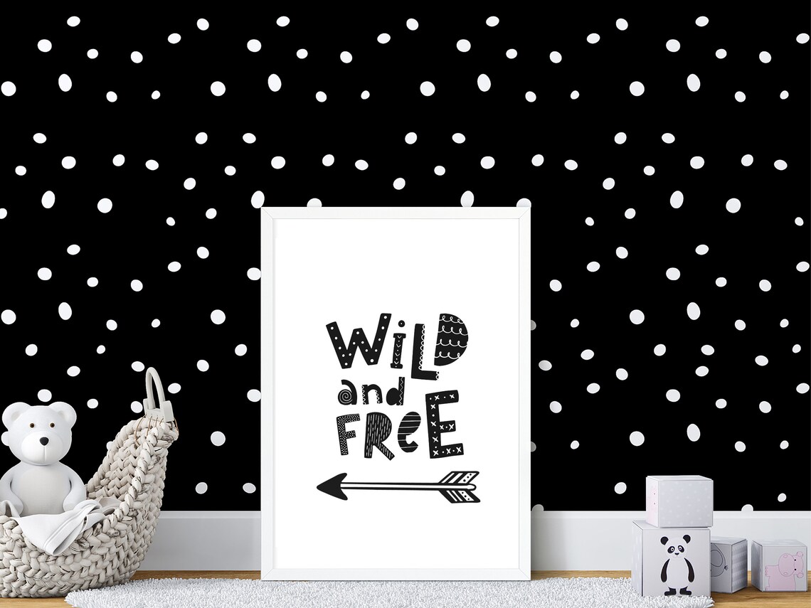 Wild and Free Arrow Monochrome Doodle Nursery Poster for Kids Room - Image 3