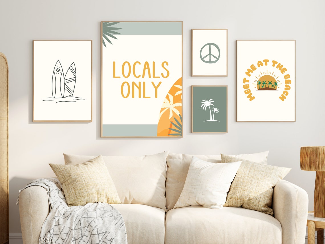 White Palm Trees Silhouette Sage Green Minimalist Coastal Art Poster - Image 3
