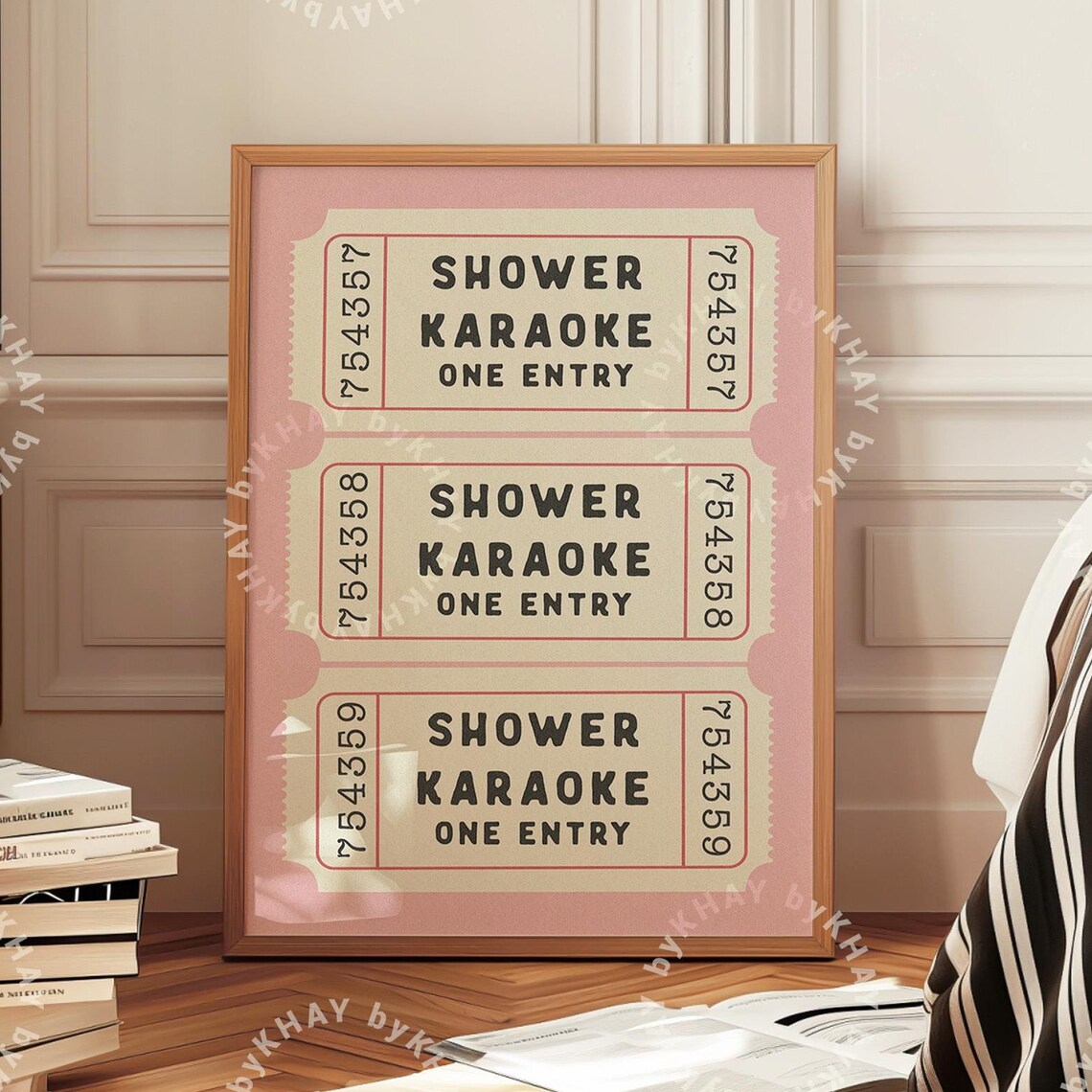 Shower Karaoke Ticket Print, Retro Bathroom Humor
