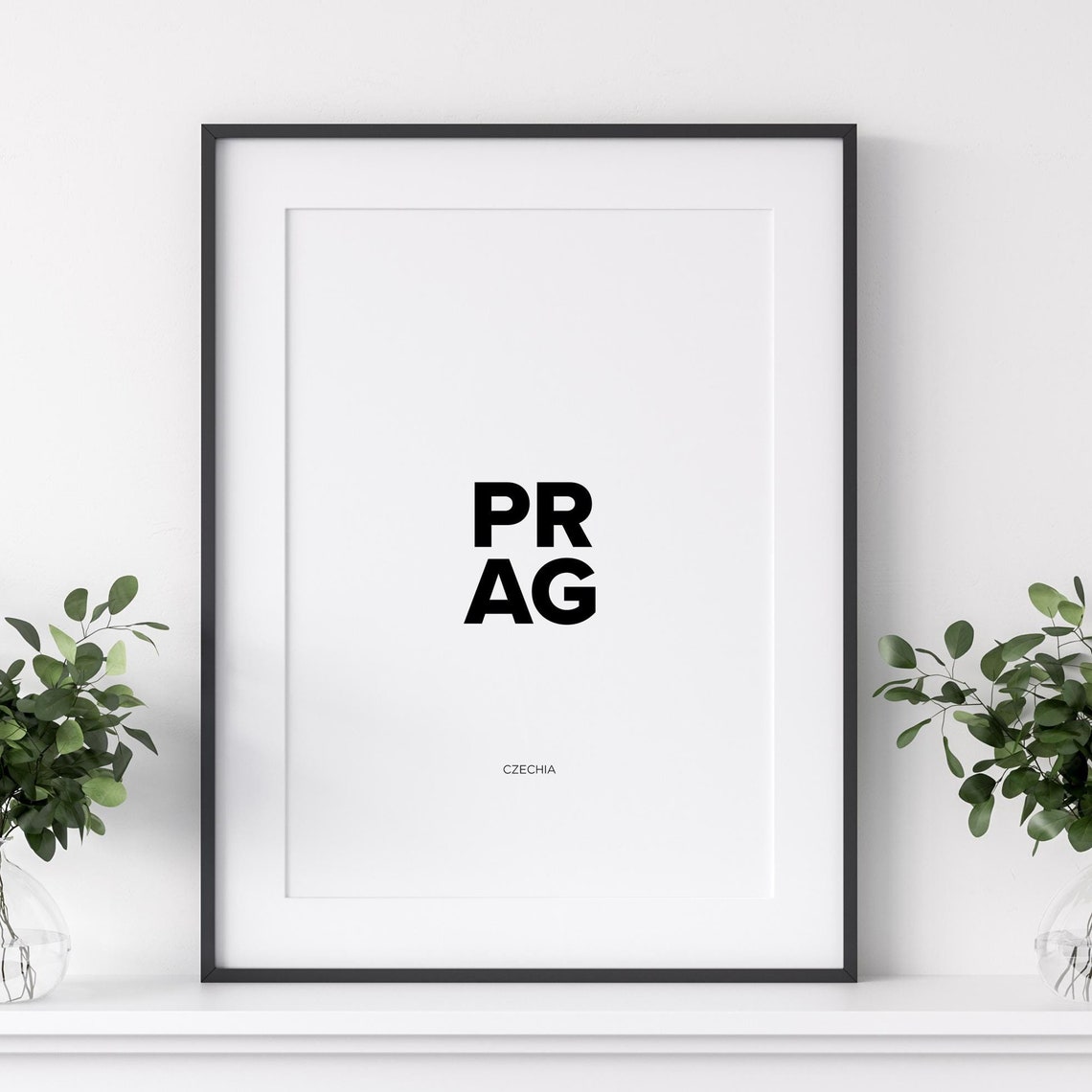 Prague Czechia Bold Stacked Typography Minimalist Travel Poster