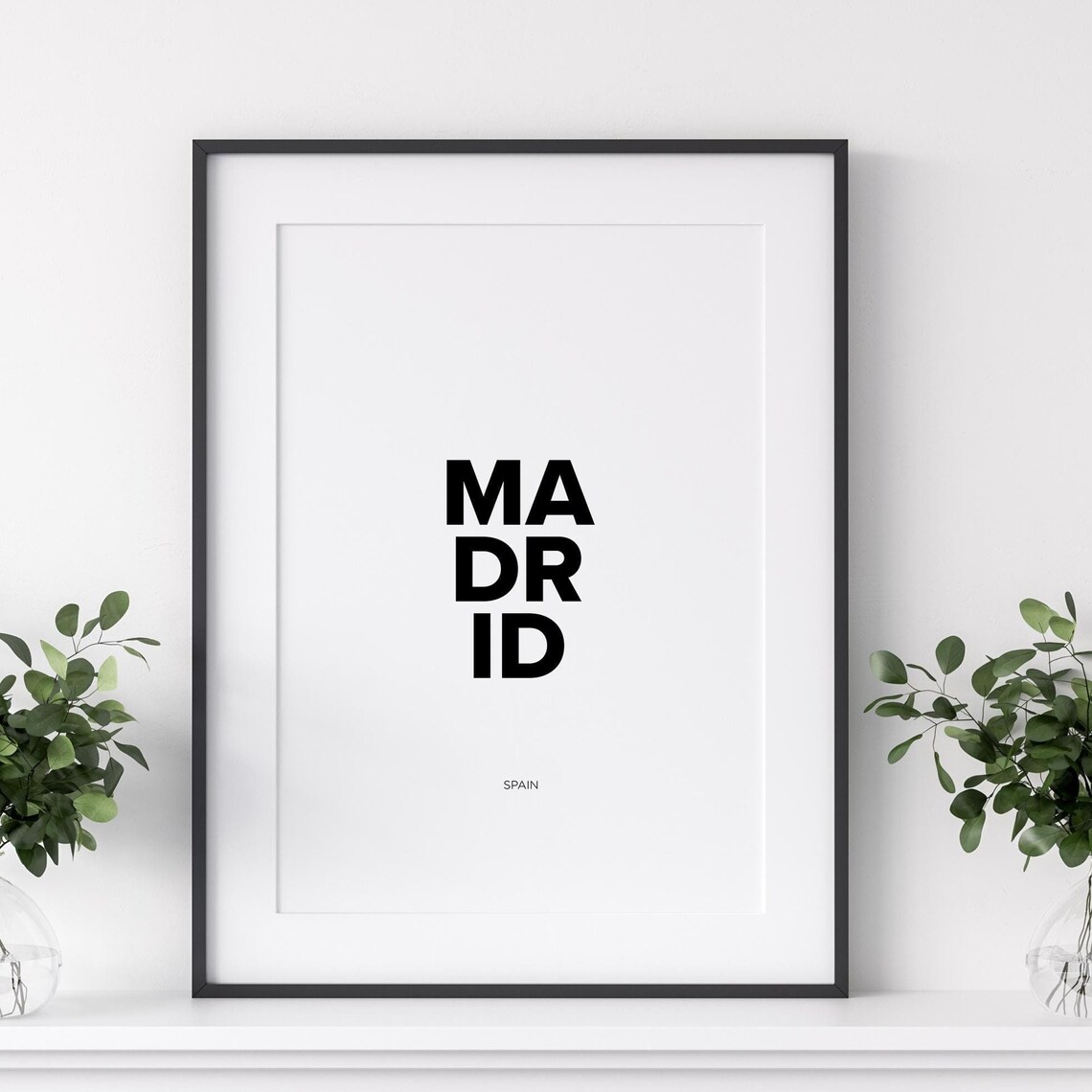 Madrid Spain Bold Stacked Typography Minimalist City Wall Poster