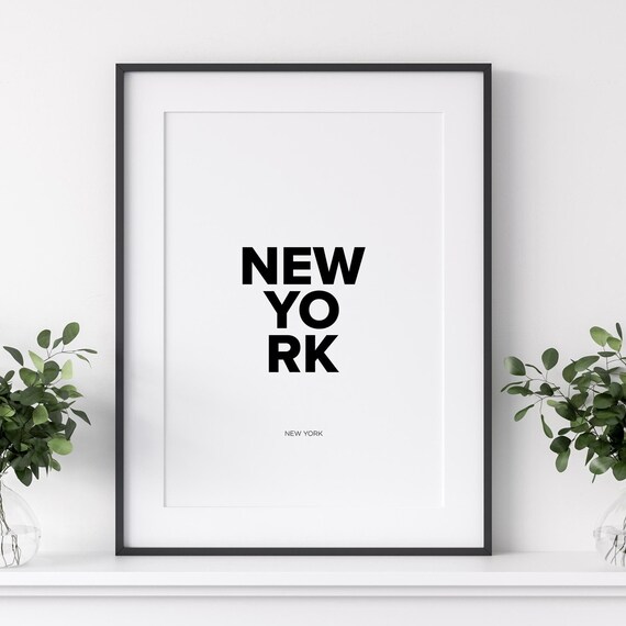 New York City Bold Stacked Typography Minimalist Travel Poster
