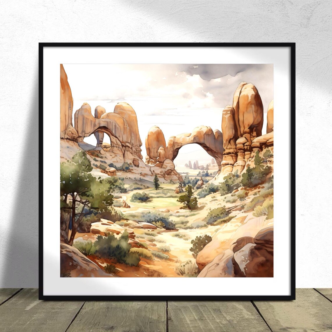 Arches National Park Utah Red Rock Desert Arches Watercolor Poster - Image 2