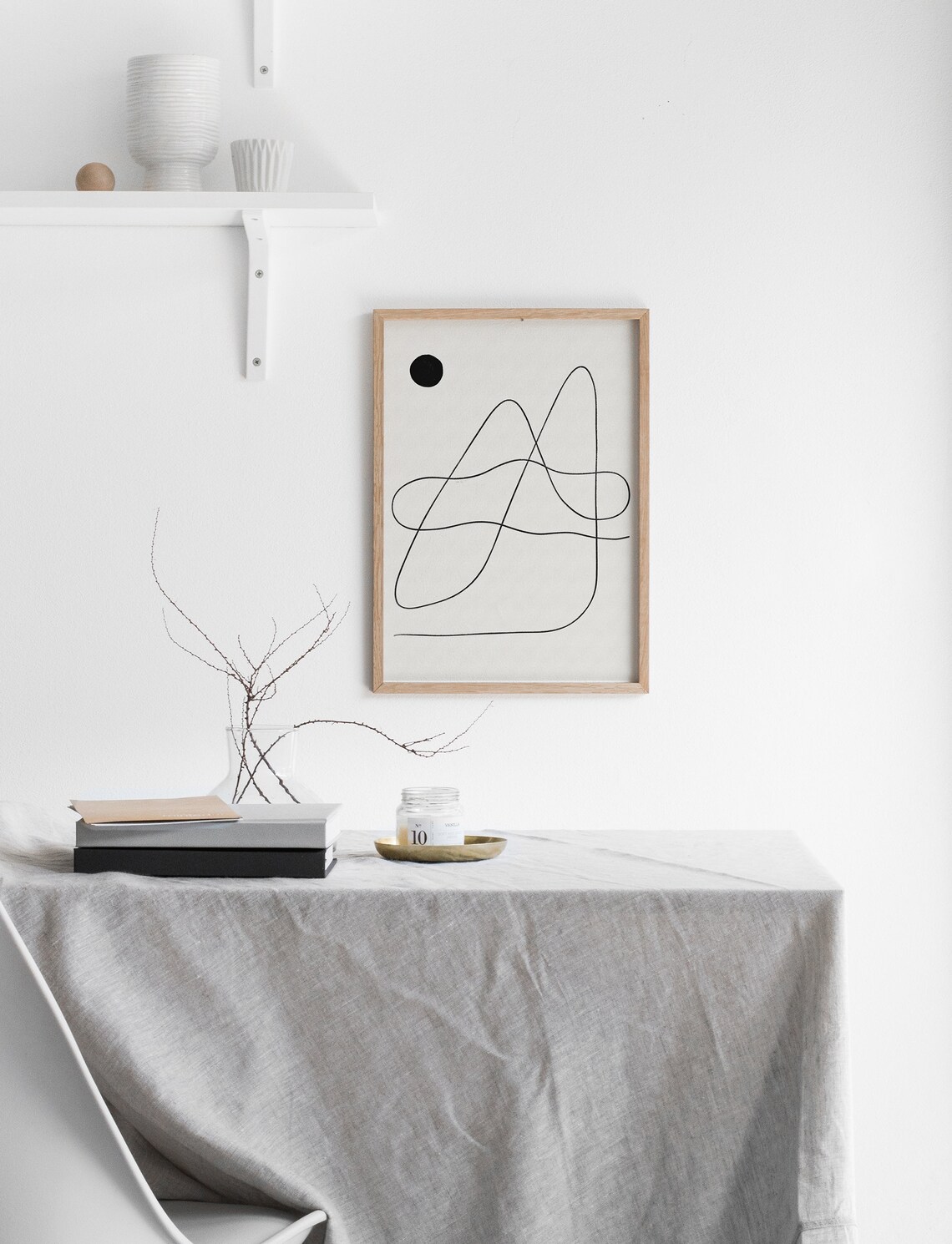 Moon Landscape Minimal Continuous Line Drawing - Image 2