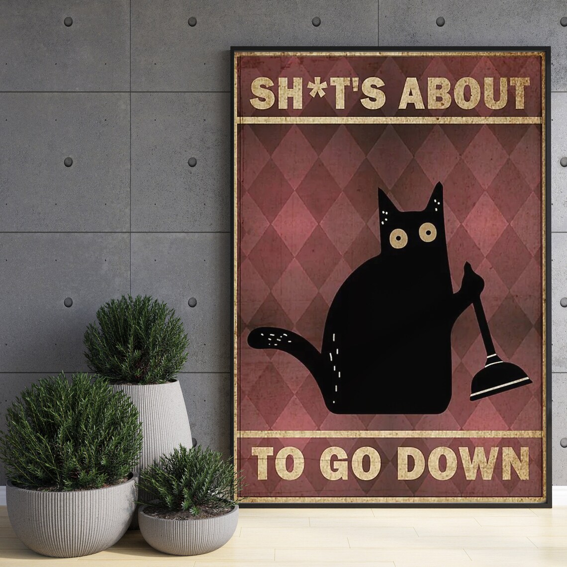 Black Cat Bathroom Poster, Shit's About to Go Down - Image 3