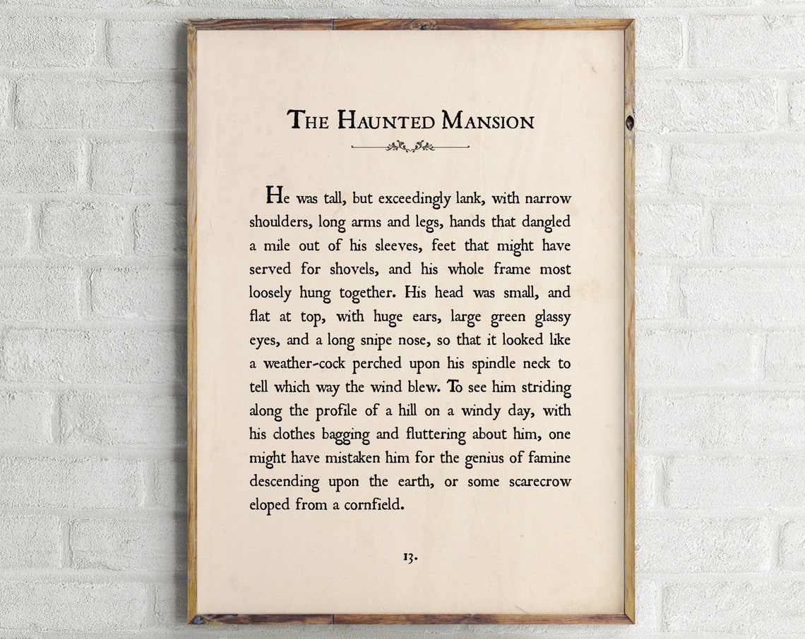 The Haunted Mansion Ichabod Crane Legend Sleepy Hollow Book Poster