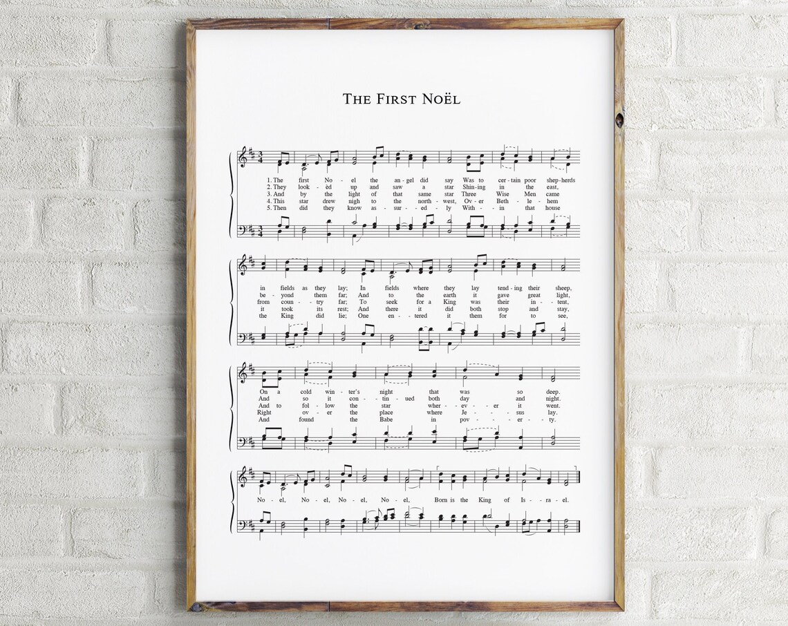 The First Noel Christmas Carol Hymn Sheet Music Score Poster