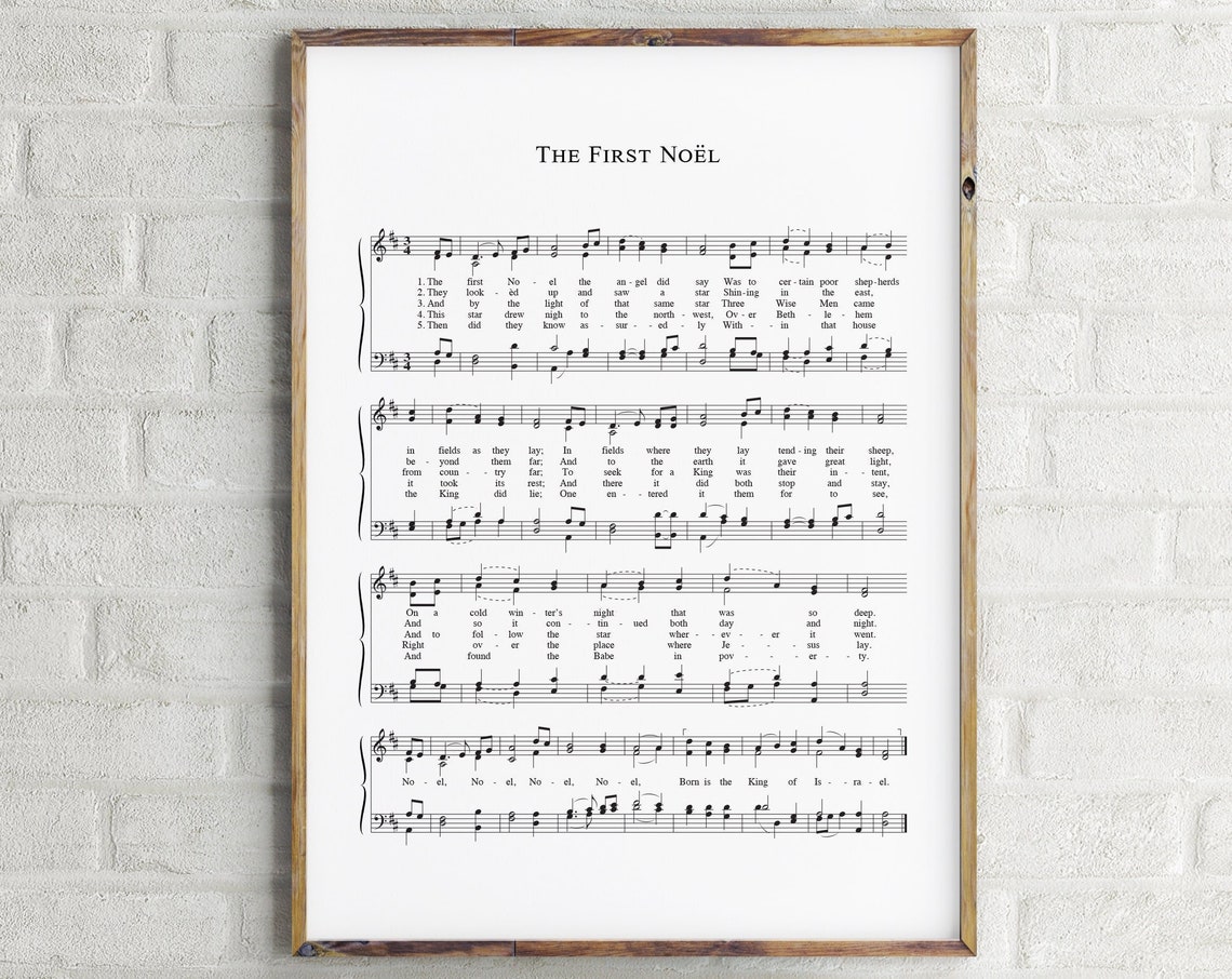 The First Noel Music Sheet Wall Art Christmas Song Sign Christmas Wall Art Christmas Carol Sheet Music Church Hymn Lyrics Print