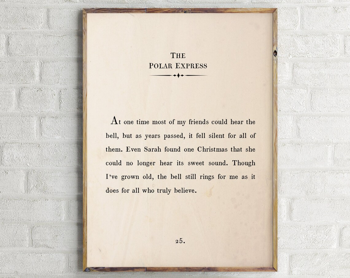 The Polar Express Believe Quote Vintage Christmas Book Page Poster