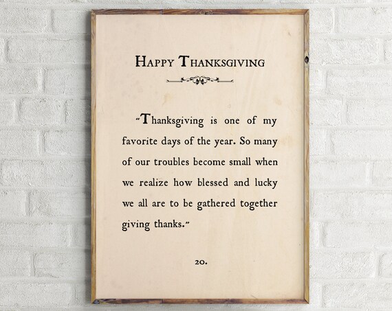 Happy Thanksgiving Grateful Gathering Quote Book Page Holiday Poster