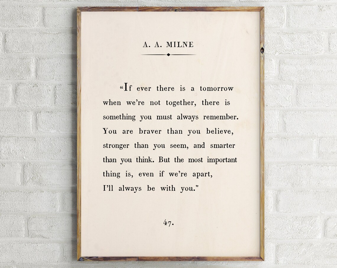 Winnie the Pooh Quote Art Print, Vintage Book Page