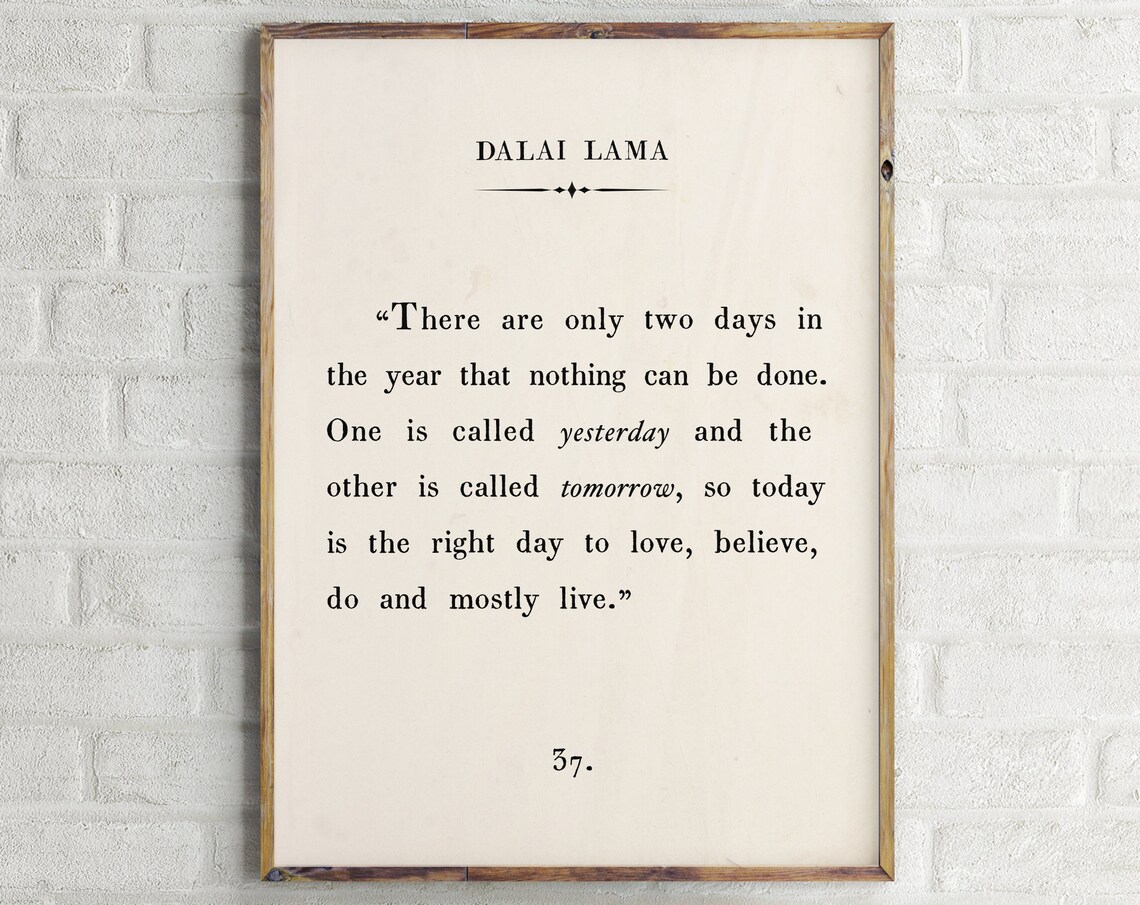 Dalai Lama Quote Print, Vintage Book Page Poster