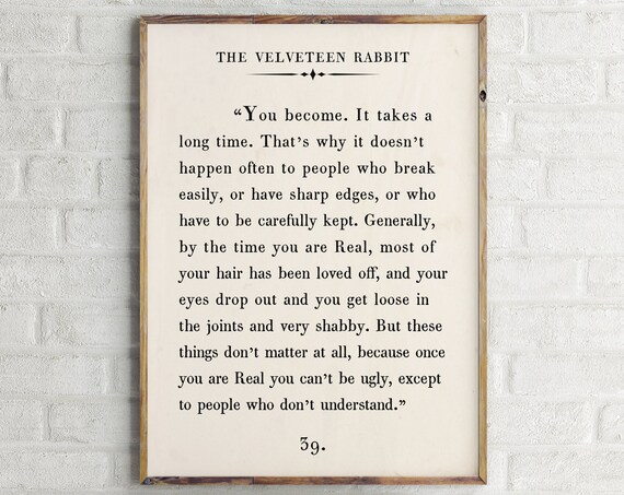The Velveteen Rabbit Quote, Vintage Book Page Print