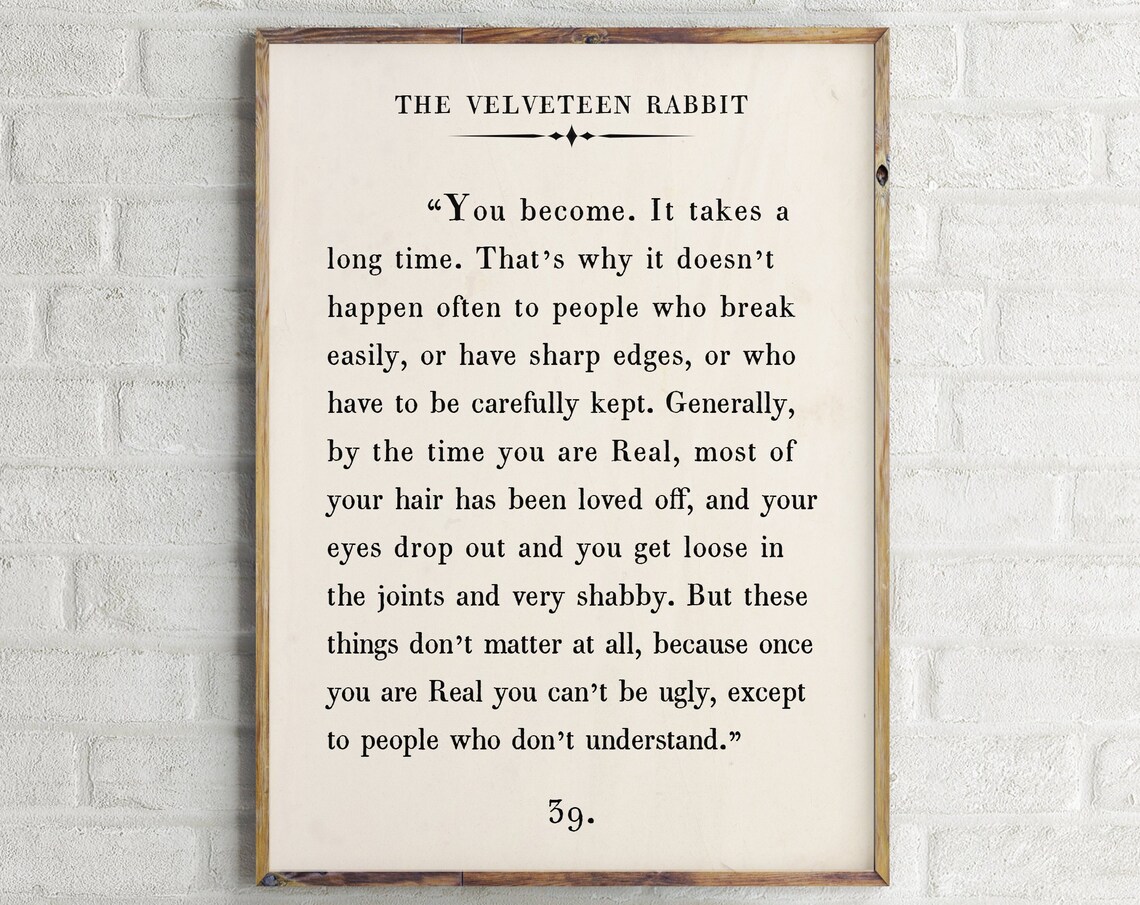 The Velveteen Rabbit Quote, Vintage Book Page Print