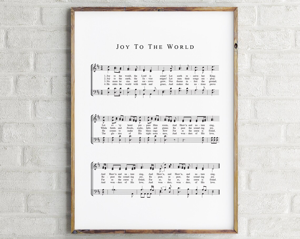 Joy to the World Hymn Sheet Music Christmas Carol Vintage Faith Poster