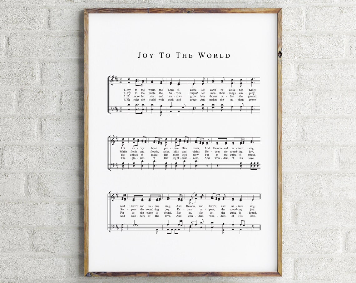 Joy To The World Music Sheet Wall Art Christmas Song Sign Christmas Wall Art Christmas Carol Sheet Music Church Hymn Music Sheet