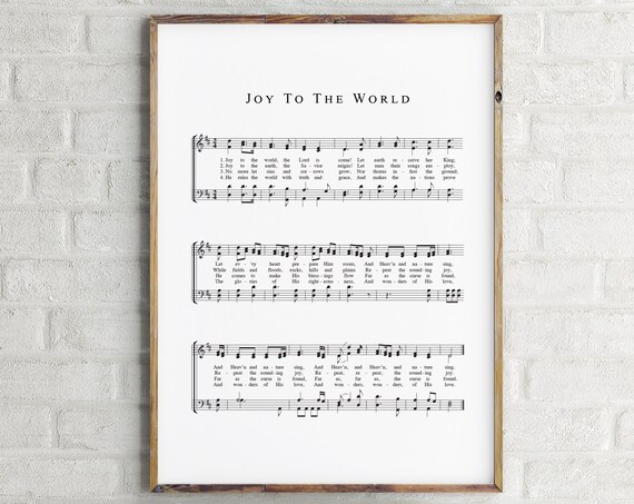 Joy to the World Hymn Sheet Music Christmas Carol Vintage Faith Poster