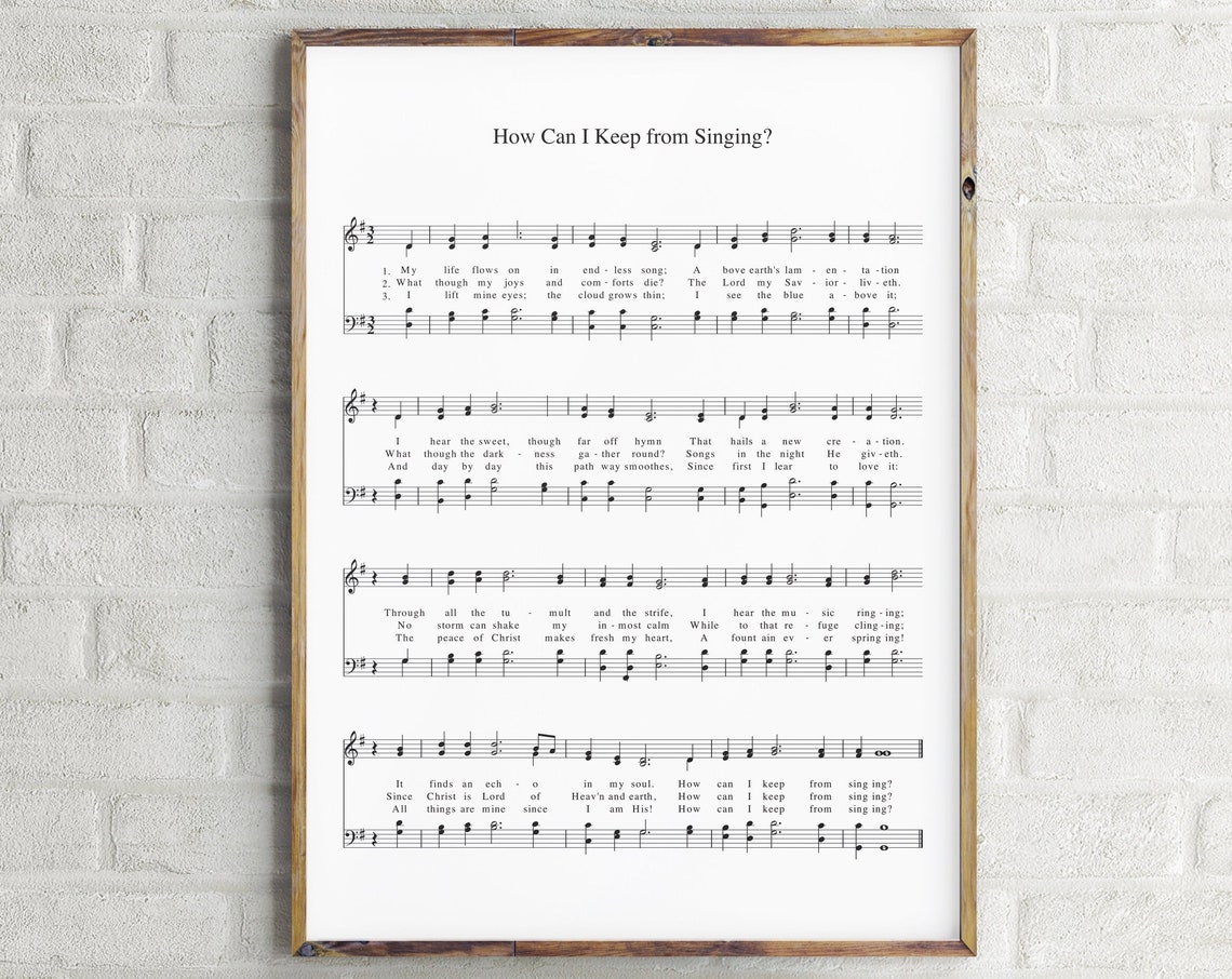 How Can I Keep From Singing Hymn Sheet Music Faith Song Vintage Poster